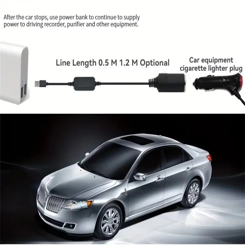 1Pc 5V 2A USB to 12V Cigarette Lighter Socket USB Male to Female Cigarette Lighter Adapter Converter Car Electronics Accessories