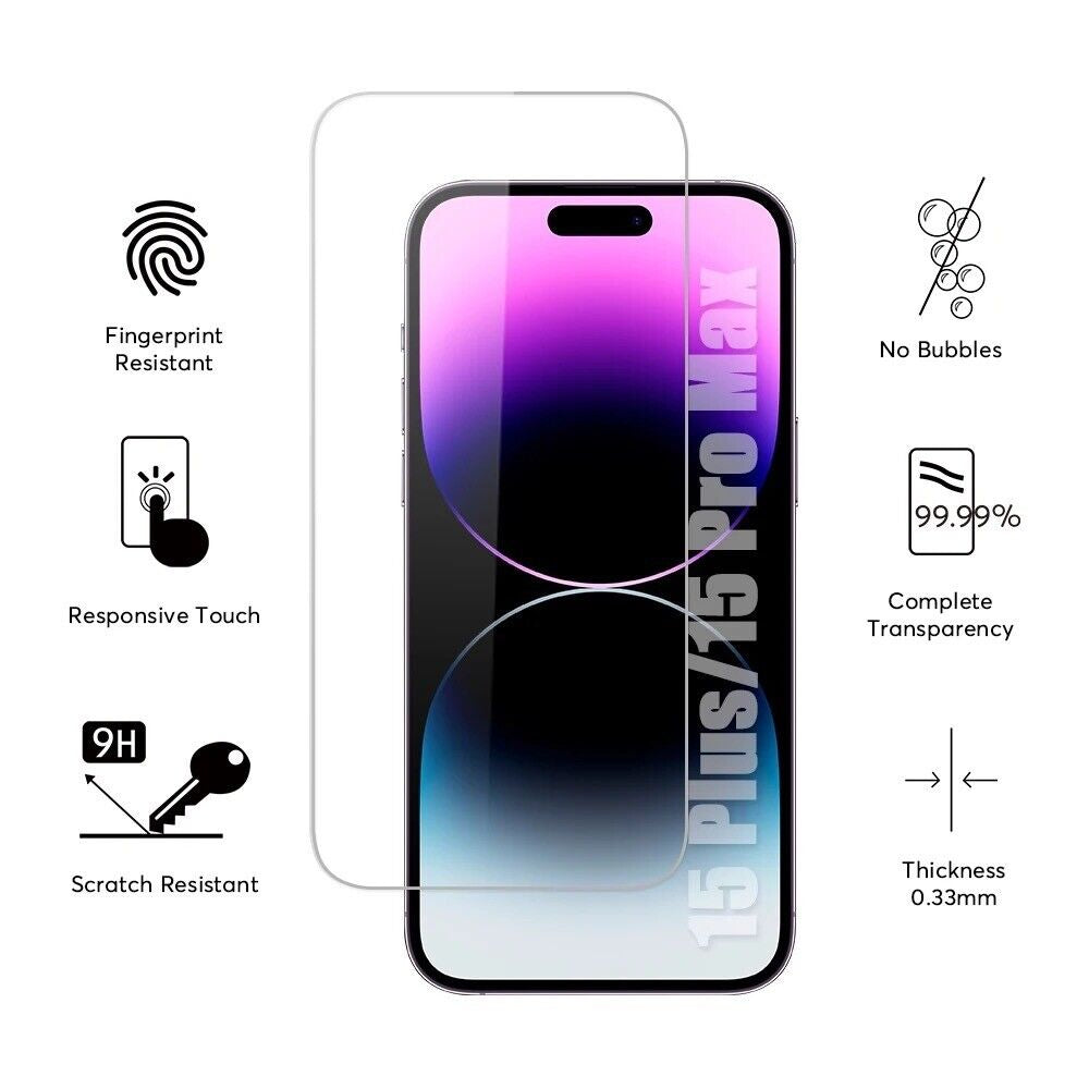 2 X Screen Protector Tempered Glas Iphone 16 16E 15 Pro Max 14 13 12 11 XR X XS